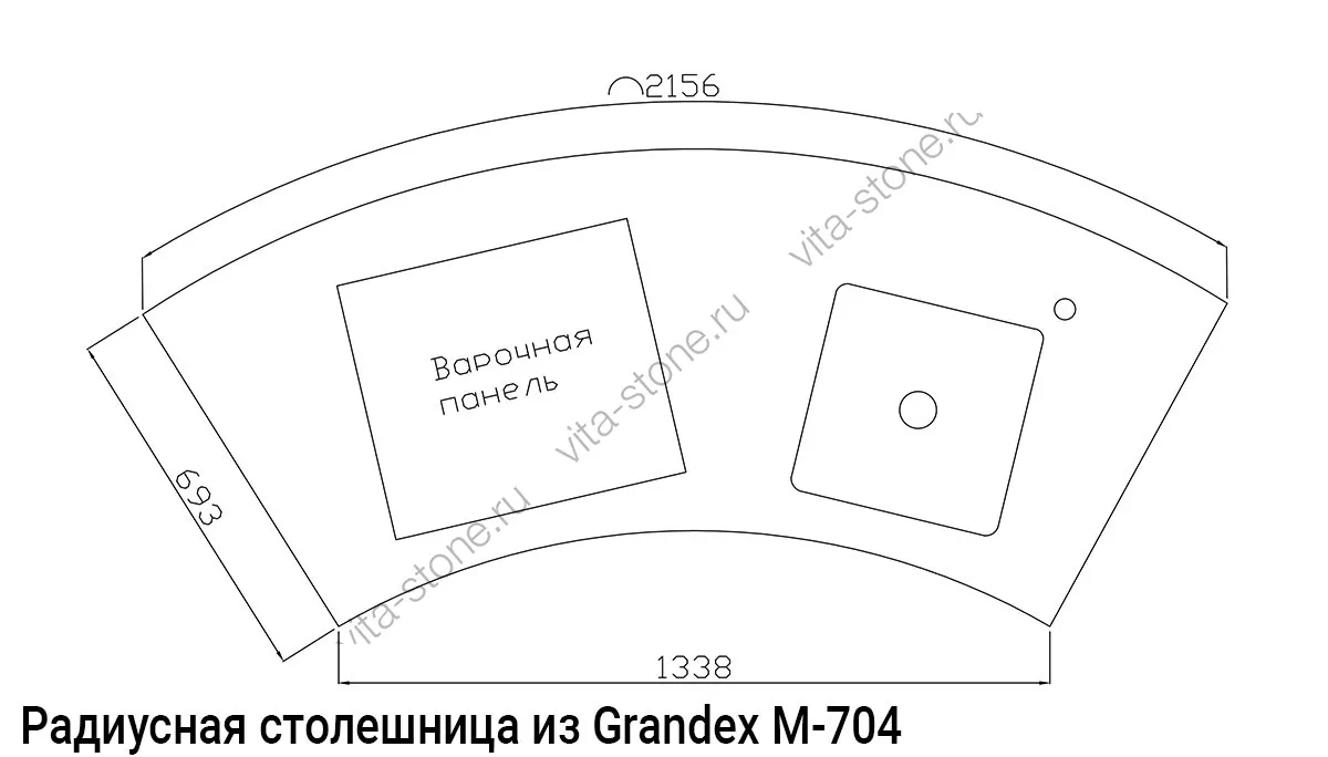 Столешница полукруглая из Grandex M-704: цены, фото в Москве